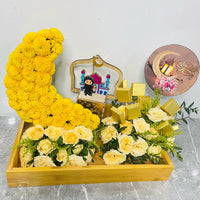Ramadan Flower Arrangement with Crescent Moon LED