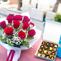 Chocolate Box with Red Roses