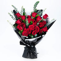 Bouquet of 24 Red Roses with Eucalyptus