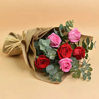 Beauty Bouquet: 3 Pink and 3 Red Roses