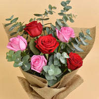 Beauty Bouquet: 3 Pink and 3 Red Roses