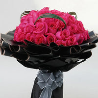 Dark Pink Bouquet of 50 Roses