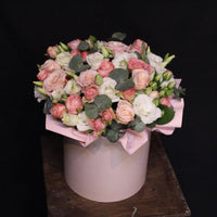 Pink & White Floral Hatbox Arrangement