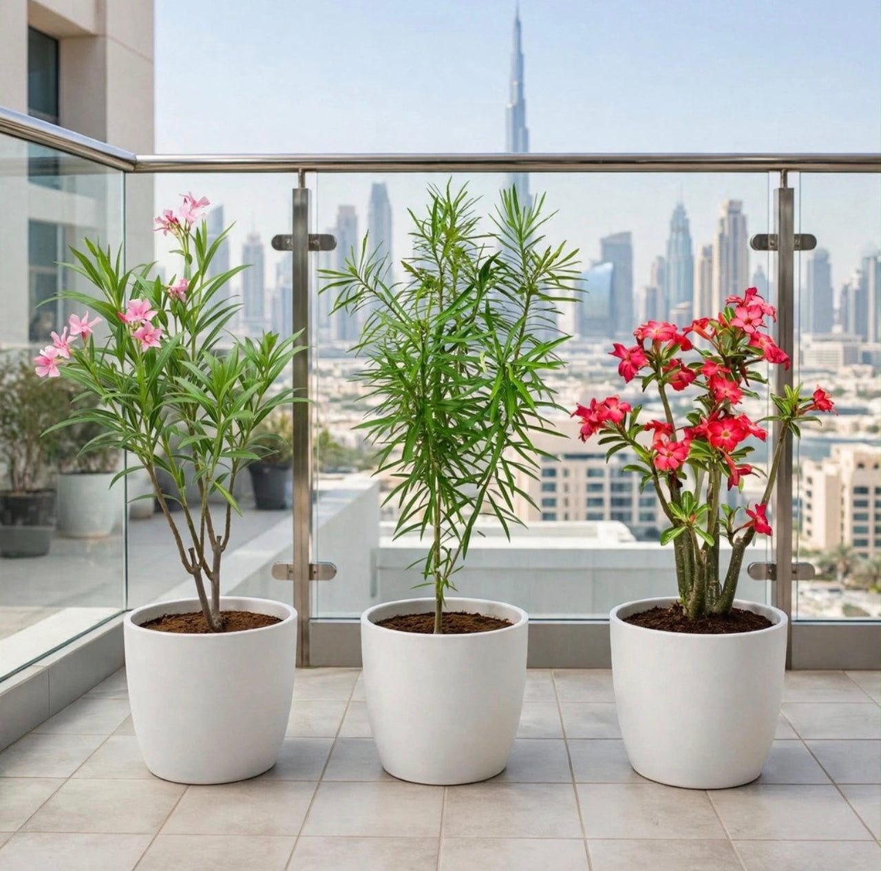 Sun-Kissed Bundle — Oleander + Thevetia + Desert Rose - 40-50cm | Dubai Balcony Edition