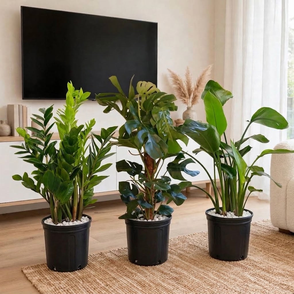 Evergreen Indoor Trio  - ZZ + Monstera + Strelitzia Nicolai