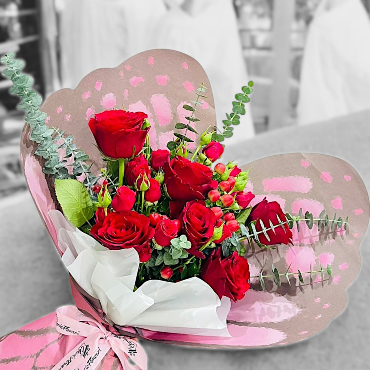 Red Rose Hypericum Bouquet