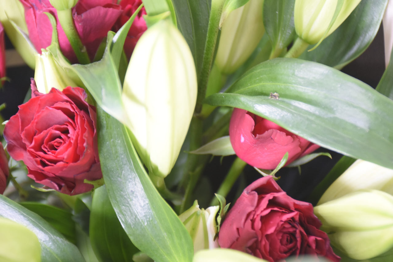 White Lilies & Red Roses Bouquet