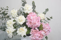 Ohara Roses and Pink Hydrangea Classic Vase Arrangement