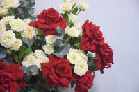 Red Roses in Ceramic Vase