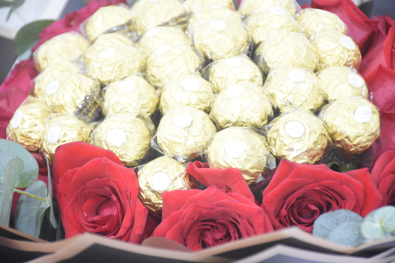 Red Roses and Ferrero Bouquet
