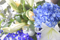 Hydrangea, White Lily with Creme Roses Bouquet