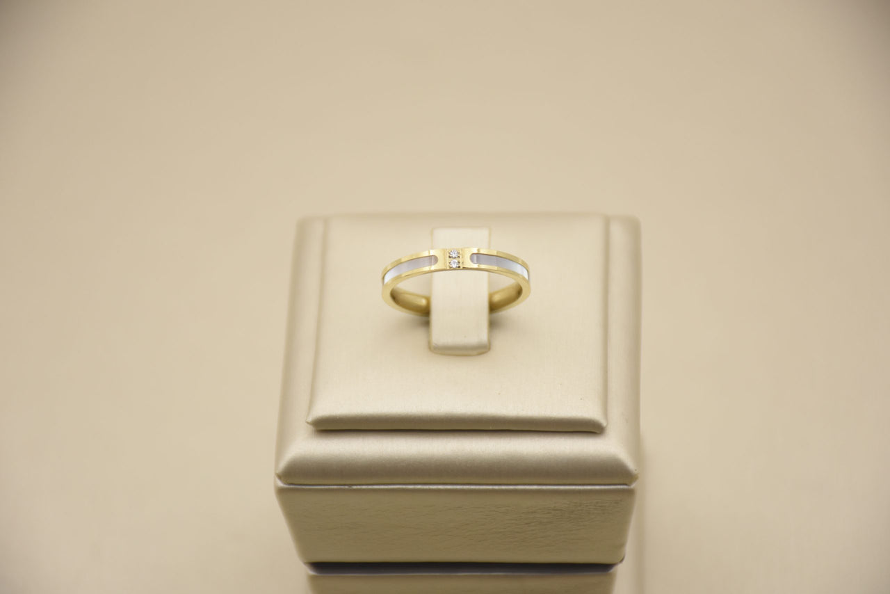 Intricate Stainless Steel Ring in 14K Gold