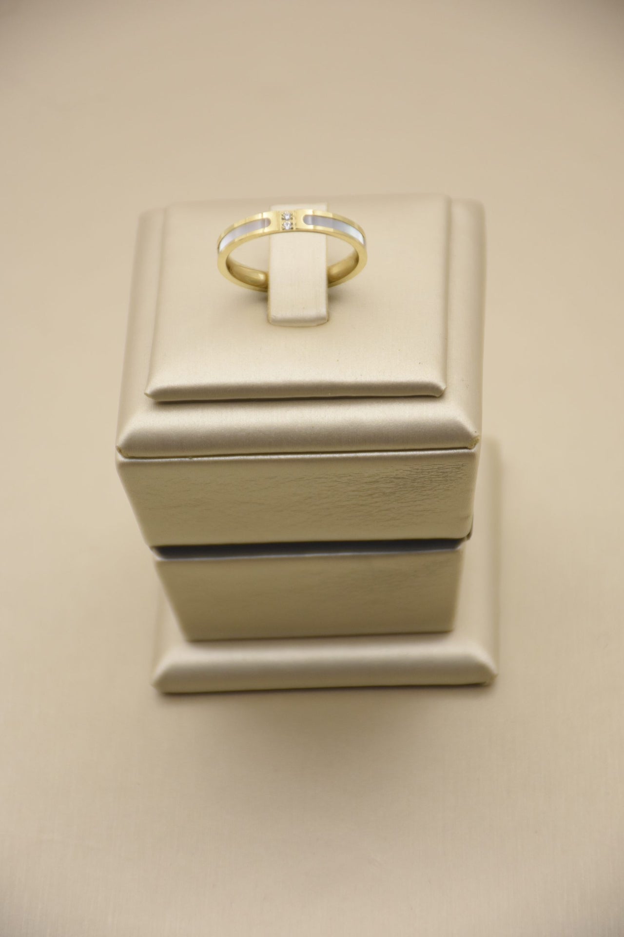 Intricate Stainless Steel Ring in 14K Gold