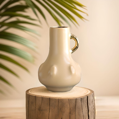 Beige Ceramic Grace-Vase