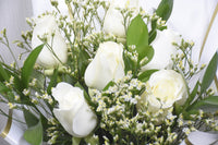 White Rose Bouquet with Limonium & Ruscus