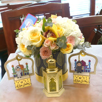 Passion Garden Ramadan Collection, Yellow Gerbera, Rose Creme, Hydrangea, Cymbidium, Spray Rose, Eucalyptus, Black Box