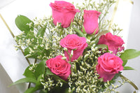 Dark Pink Roses with Limonium & Ruscus