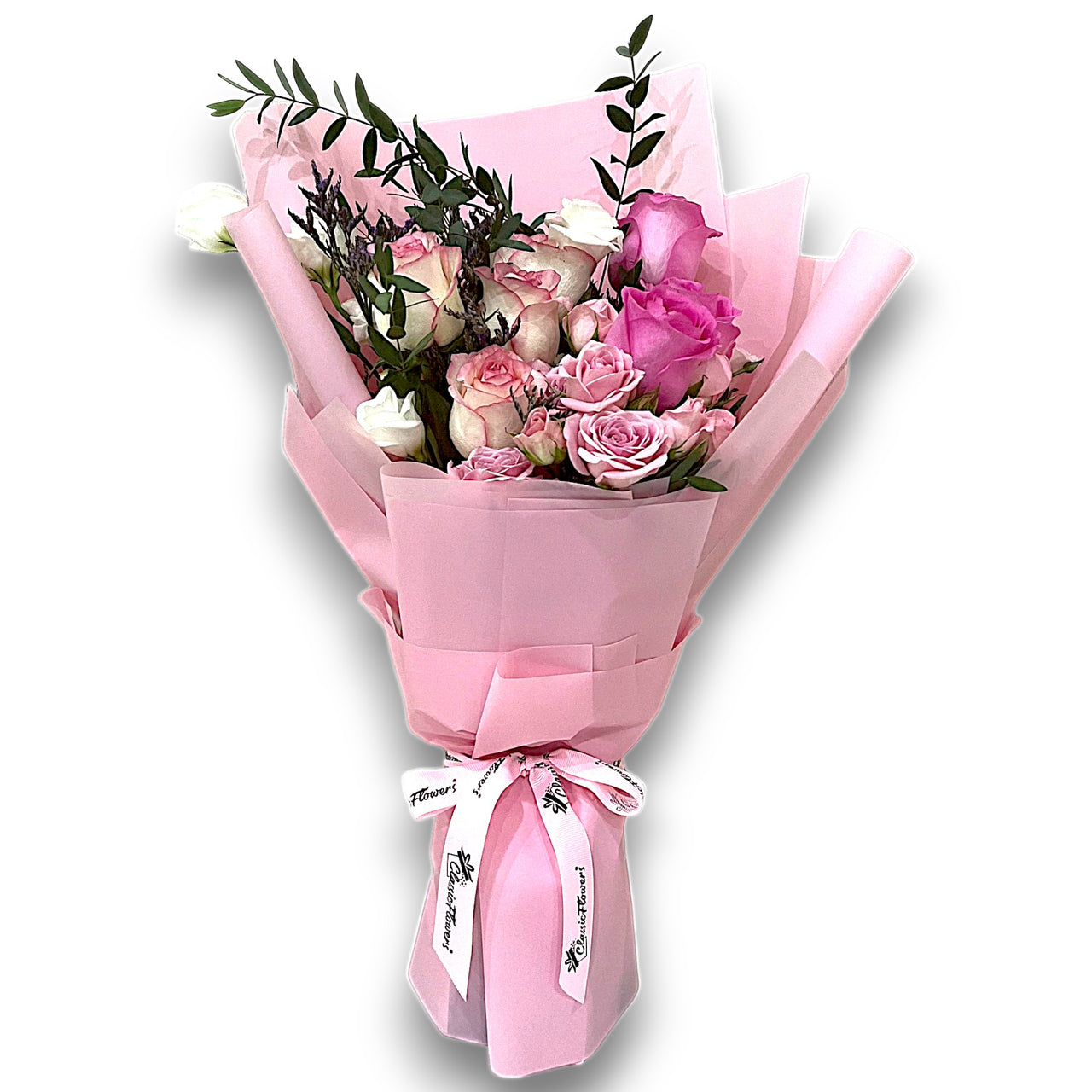 Pink & white rose bouquet