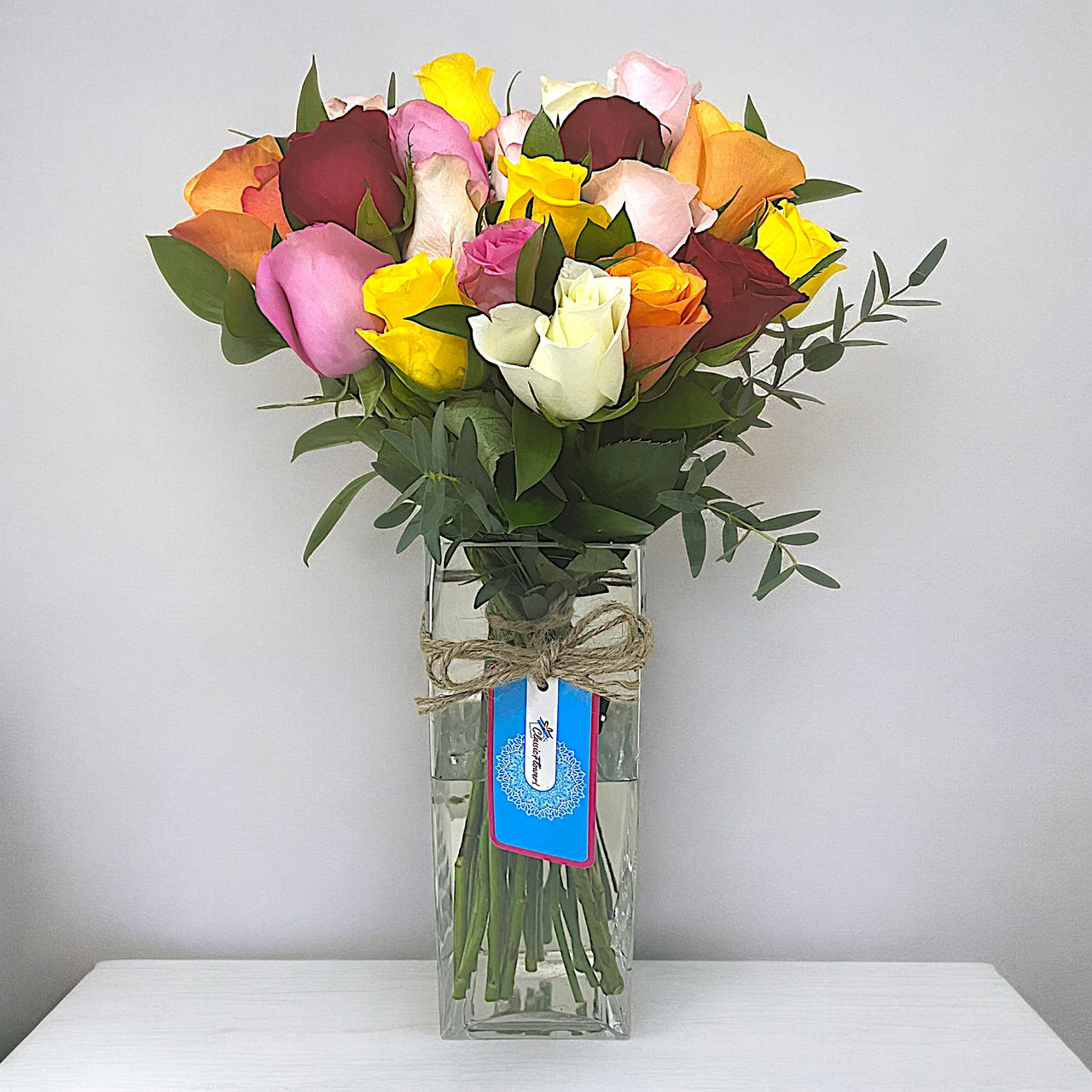 Mixed Rose Bouquet in Vase