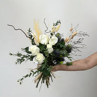 Flower Bouquet with White Roses and Eryngium