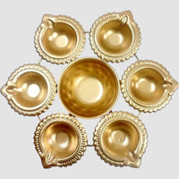 Shubh 6 Diya Copper Thali for Diwali Decorations