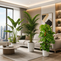 Tropical Plants Bundle – Areca Palm, Monstera & Strelitzia in White Ceramic Pots