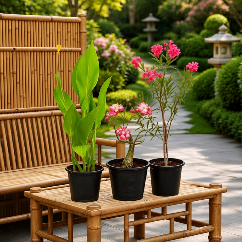Flowering Plant Bundle – Desert Rose, Oleander & 2x Canna Lily