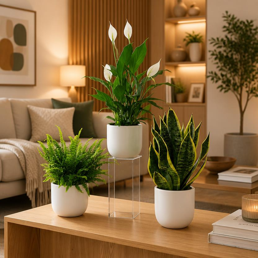 Air Purifying Plants Bundle – Peace Lily, Boston Fern & Snake Plant