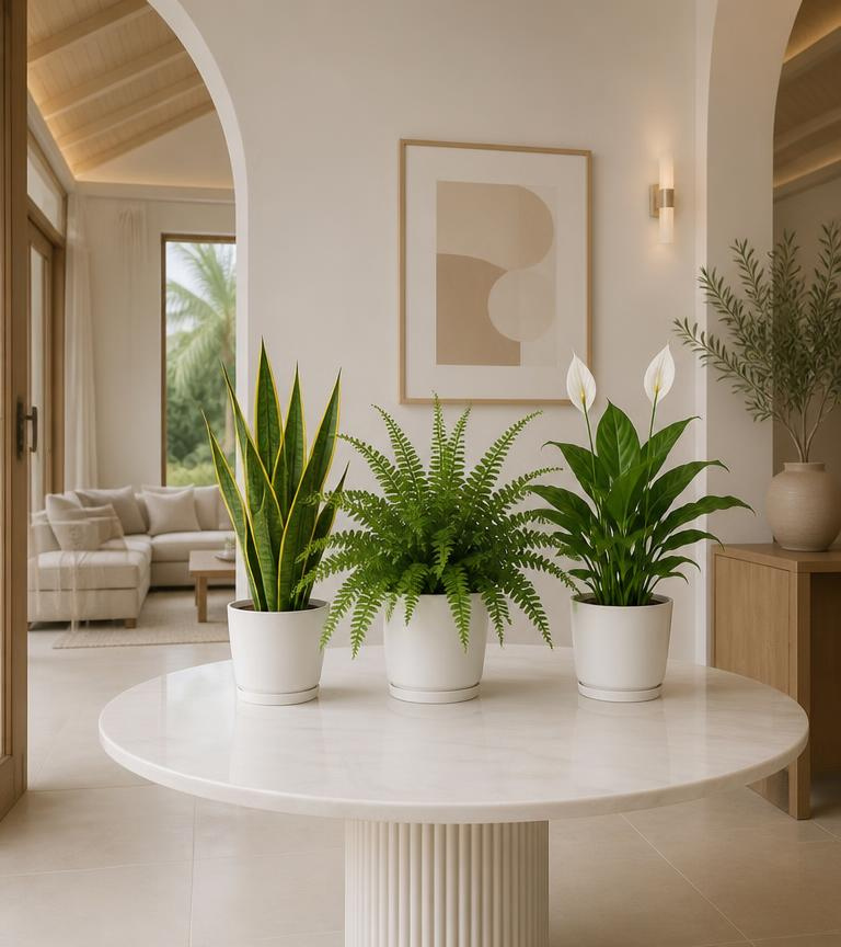 Air Purifying Plants Bundle – Boston Fern, Snake Plant & Peace Lily