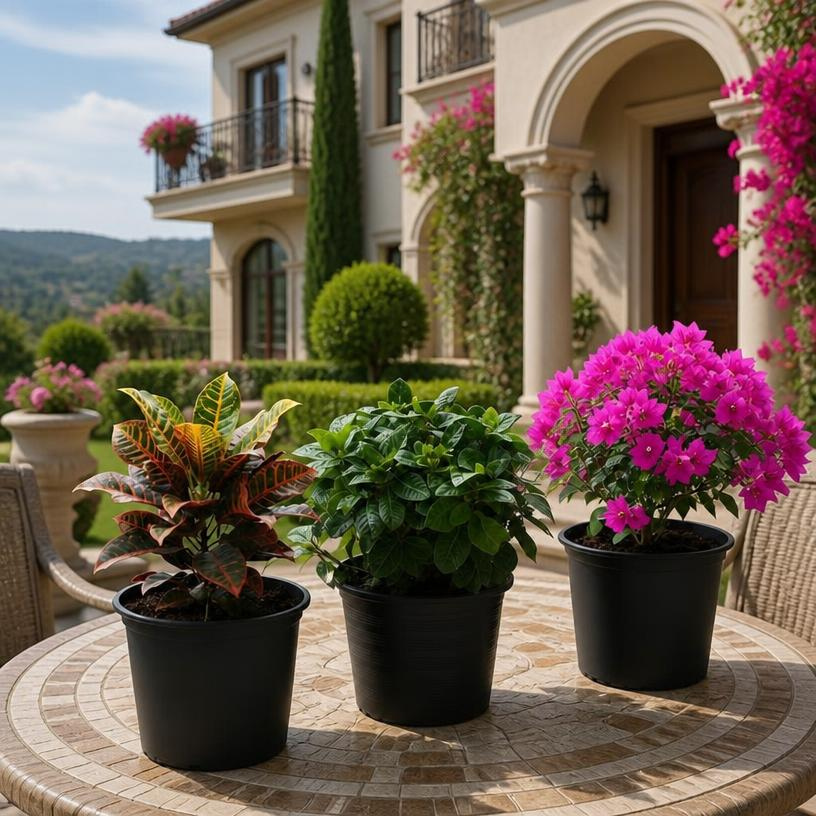 Balcony Plant Bundle – Pink Pixie, Croton & Gardenia