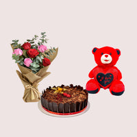 Black Forest Cake with Roses & Love Teddy