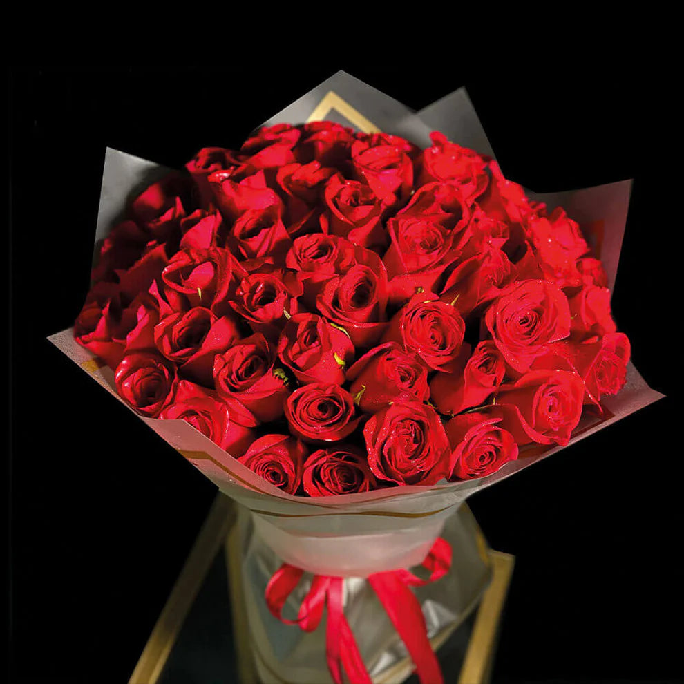 55 Fresh Red Roses Hand-Tied Bouquet