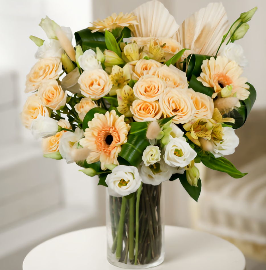 Peach & White Floral Vase