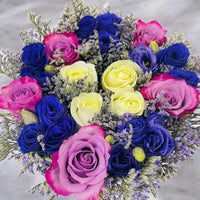 Purple Rose & Lisianthus Bouquet in Black Box