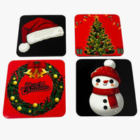 Christmas-Themed Coaster Set – 4 Unique Designs