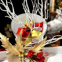 Classic Assorted Chocolates with Christmas Ornaments in Cylinder Vase