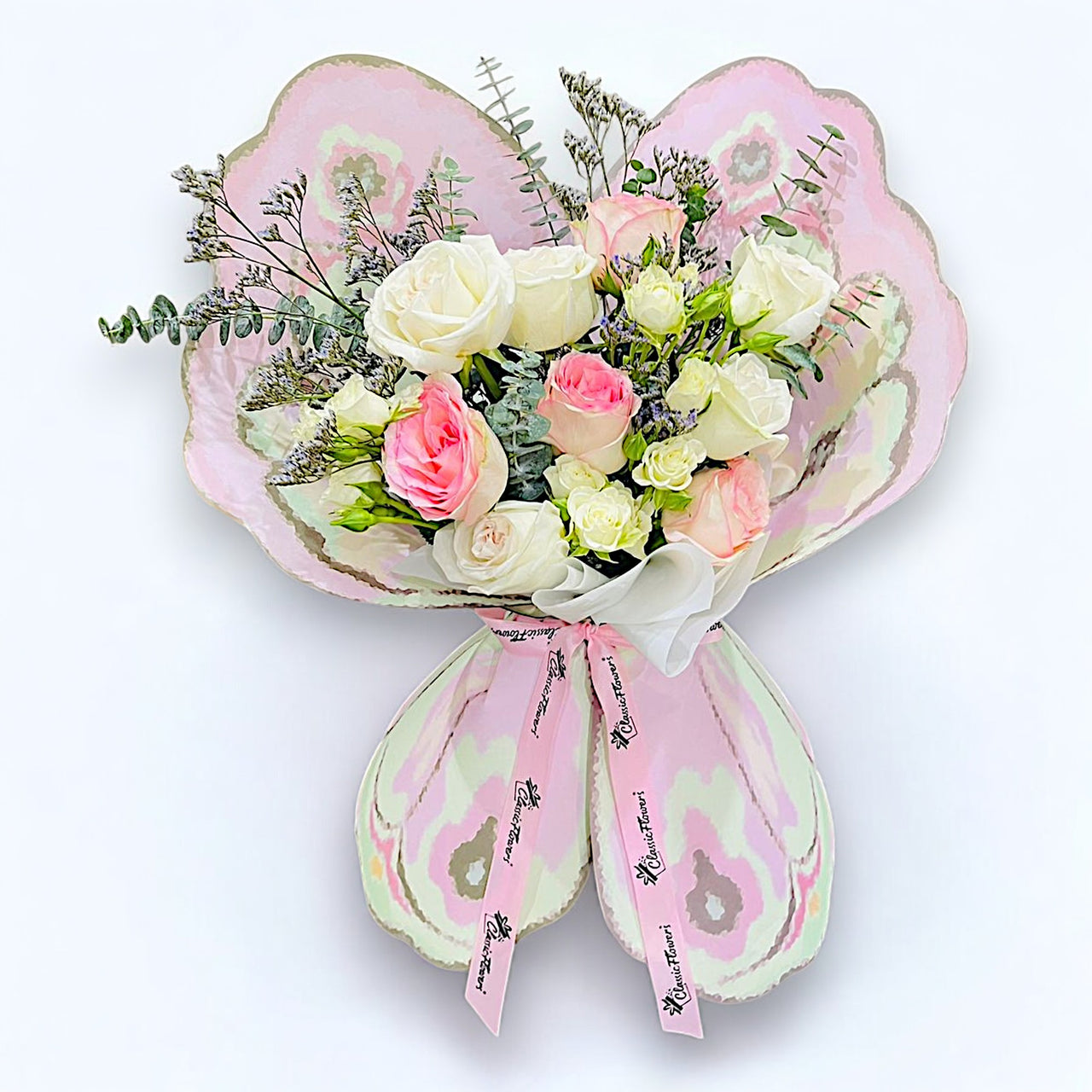 White and Pink Rose Bouquet
