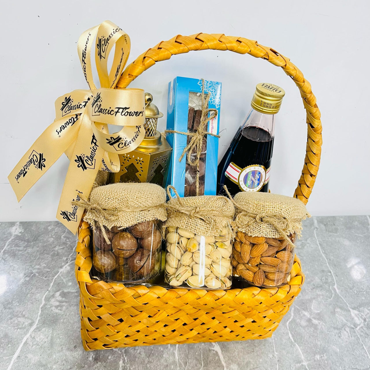Ramadan Gift Basket with Vimto, Nuts, Dates and Lantern