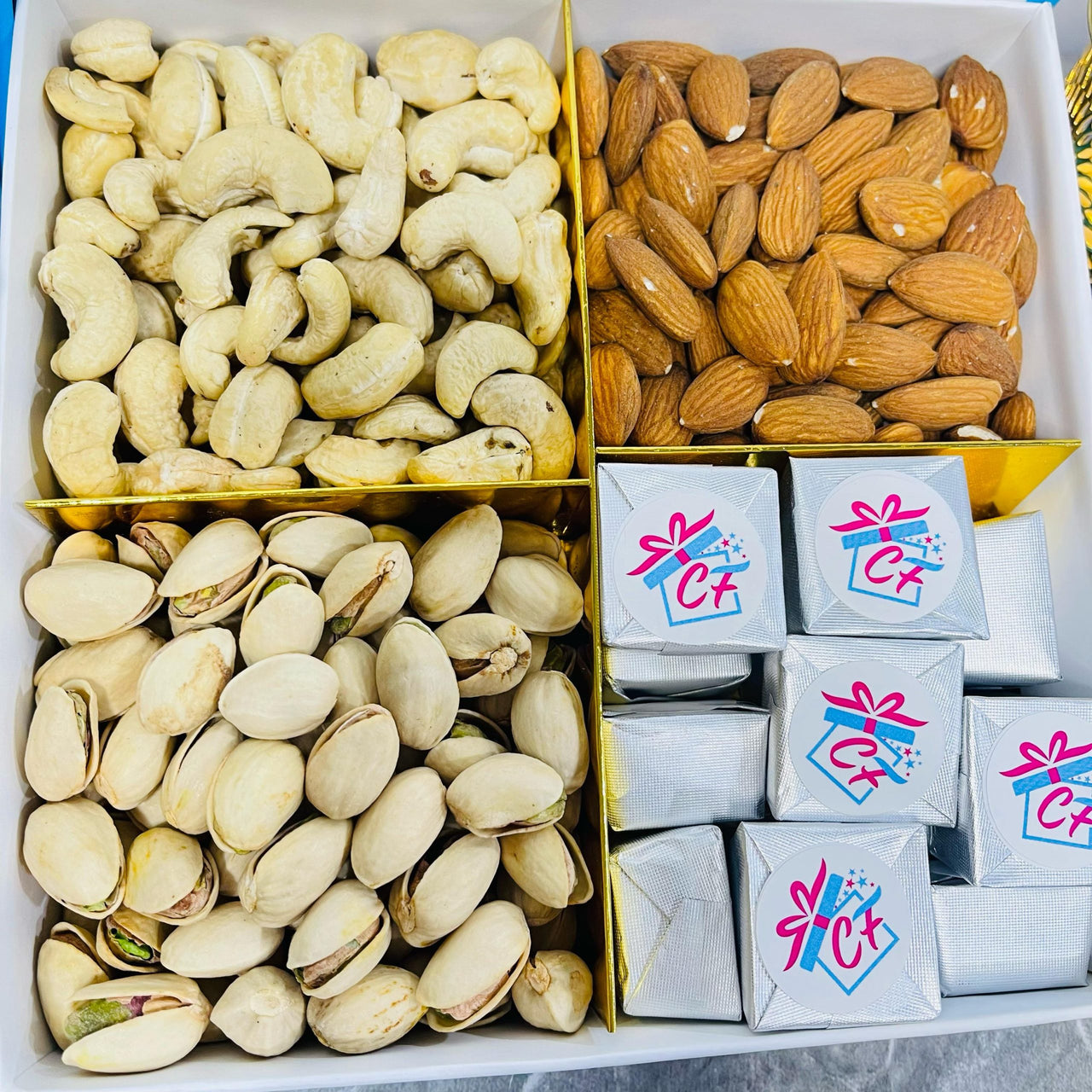Classic Box with Pistachios, Cashews, Almonds & Chocolates – Ideal Ramadan Gift