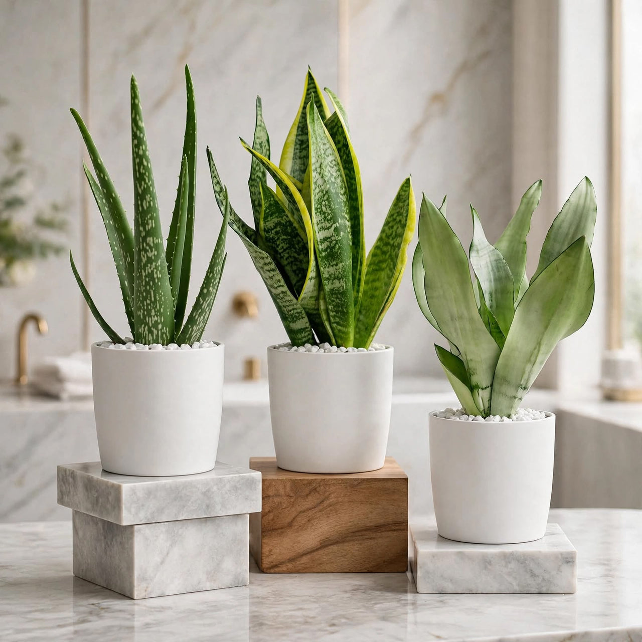Air Purifying Plant Bundle – Aloe Vera, Mini Snake Plant & Silver Snake Plant