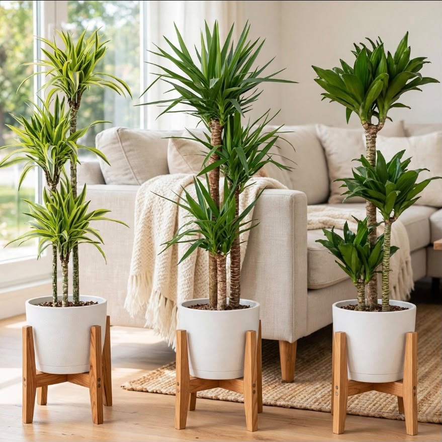 Triple Green Tower Bundle-Spineless Yucca, Dracaena Lemon Lime & Compacta