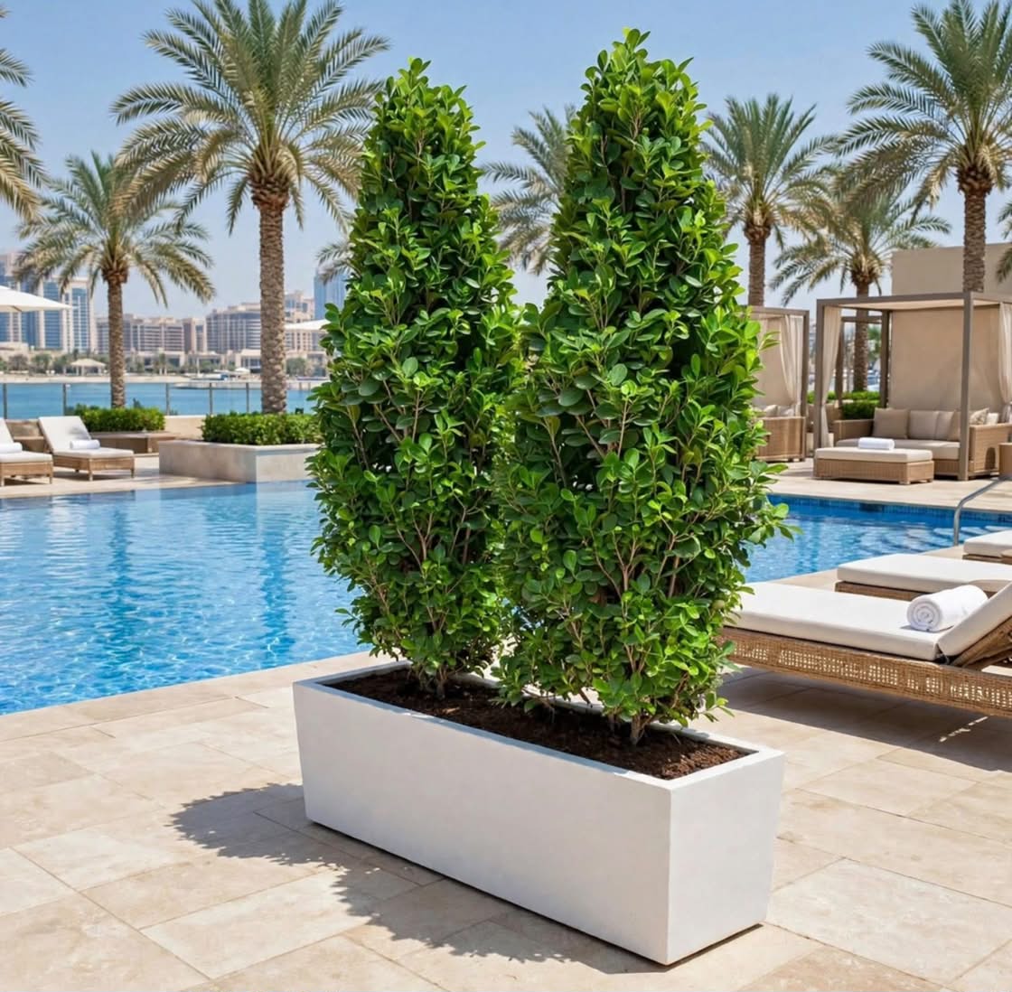 Ficus Cone Topiary Bundle GRP Pot | UAE Outdoor Entrance & Poolside Decor | Set of 2
