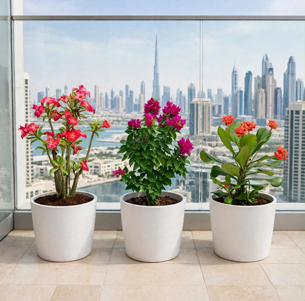 Desert Bloom Trio – Desert Rose, Bougainvillea Pixie & Euphorbia Millii | 30-40cm