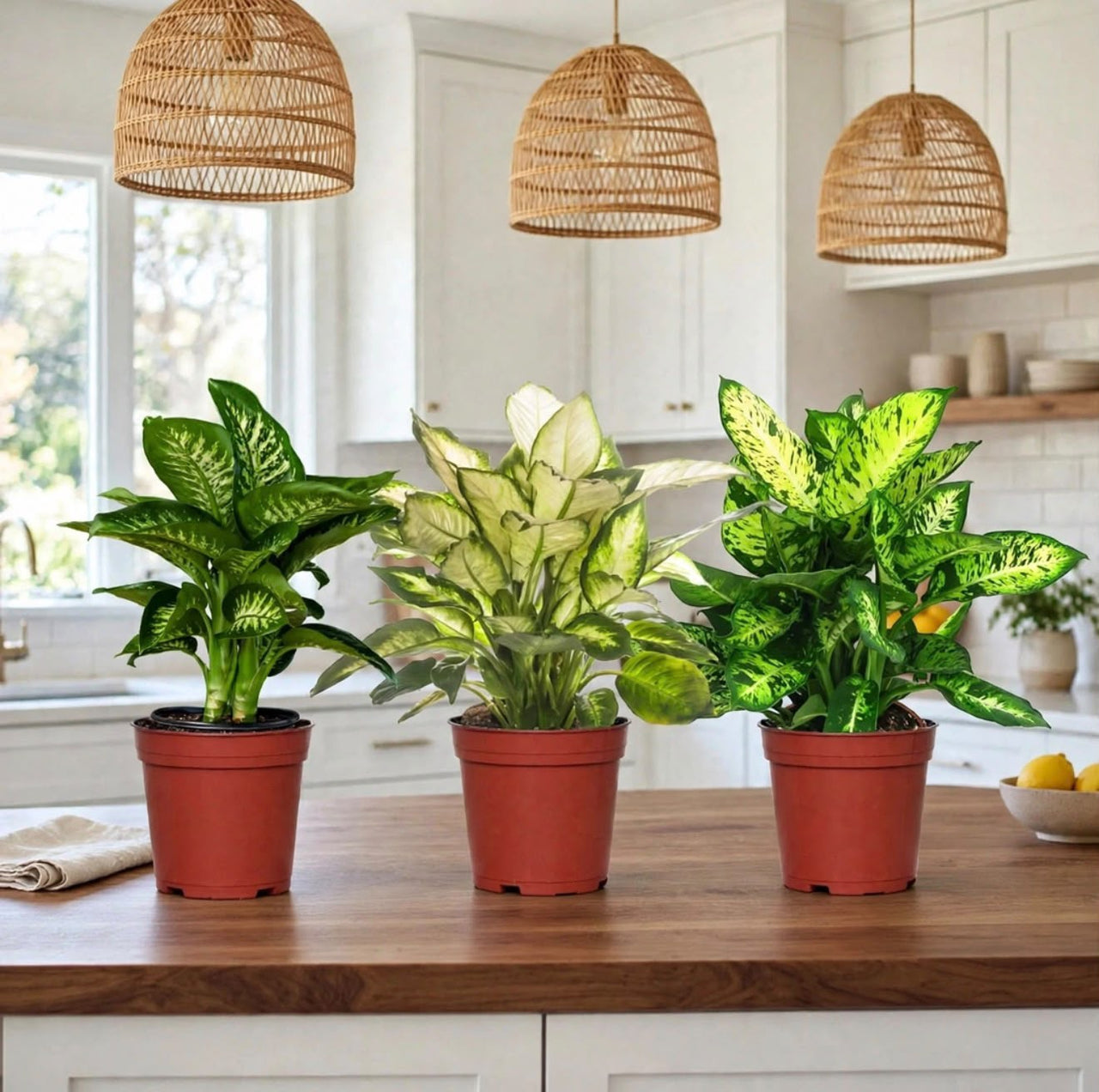 The Dieffenbachia Trio Bundle – Tropic Snow + Camilla + Compacta | 30-40cm