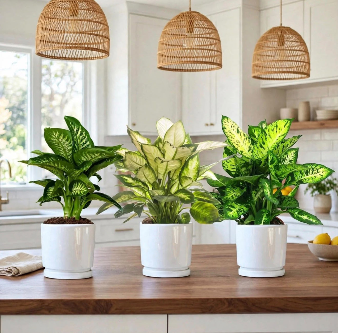 The Dieffenbachia Trio Bundle – Tropic Snow + Camilla + Compacta | 30-40cm