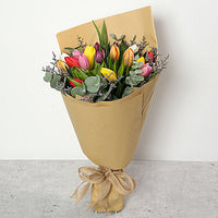 Beautiful Tulips, Elegance in Every Blossom, Mix Color Tulips, Song of Jamaica, Brown Paper Packing