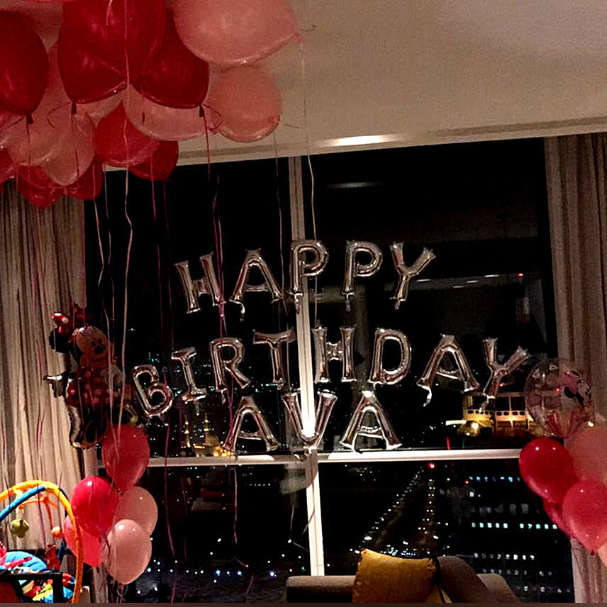 Birthday Balloon Surprise, Red Pink Balloons, Happy Birthday Wall Decor, Balloon Bunches