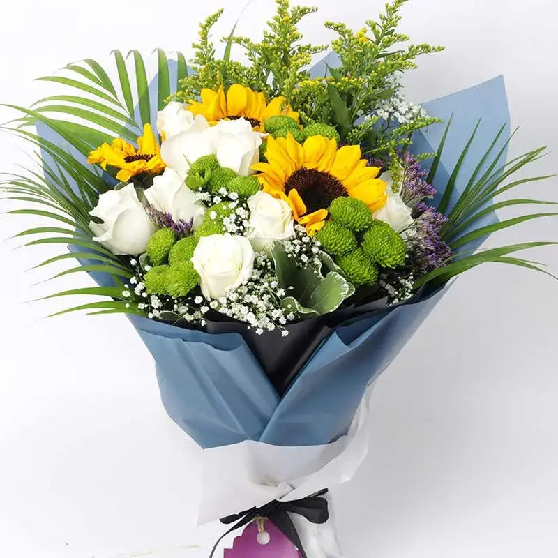 Sunflowers & White Roses Bouquet