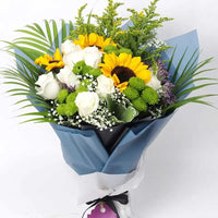 Sunflowers & White Roses Bouquet