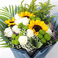 Sunflowers & White Roses Bouquet